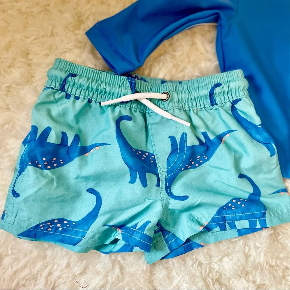 Carter's Baby Boys Dinosaur Long‎ Sleeve Rash Guard Set